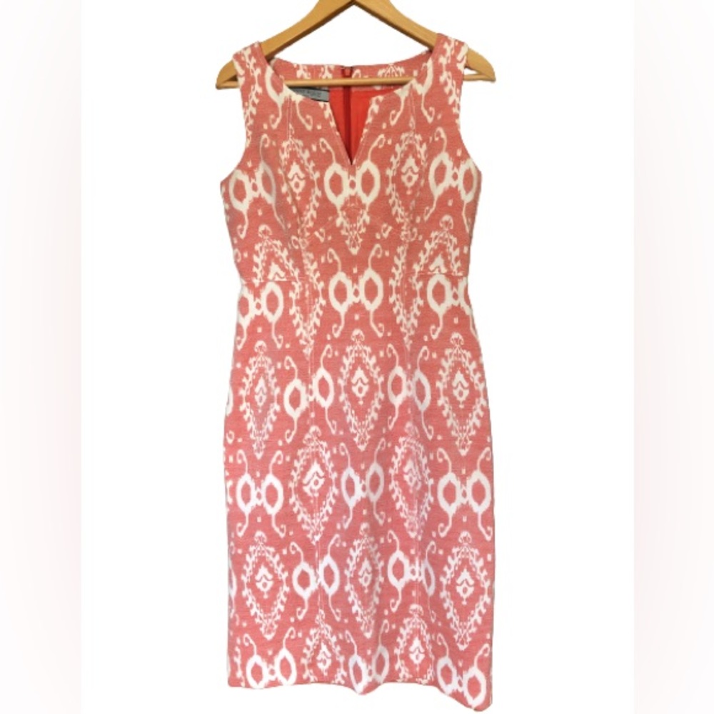 New NWOT Ikat Print Structured Sleeveless Sheath Midi Dress Anne Klein 8 $148